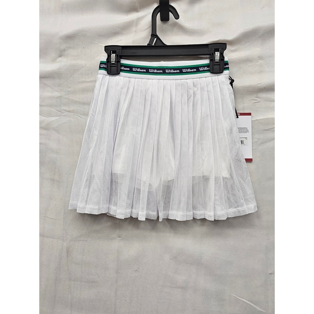 Wilson Girls Pleated Mesh Tennis Skort White‎ Polyester Blend Athletic Size M